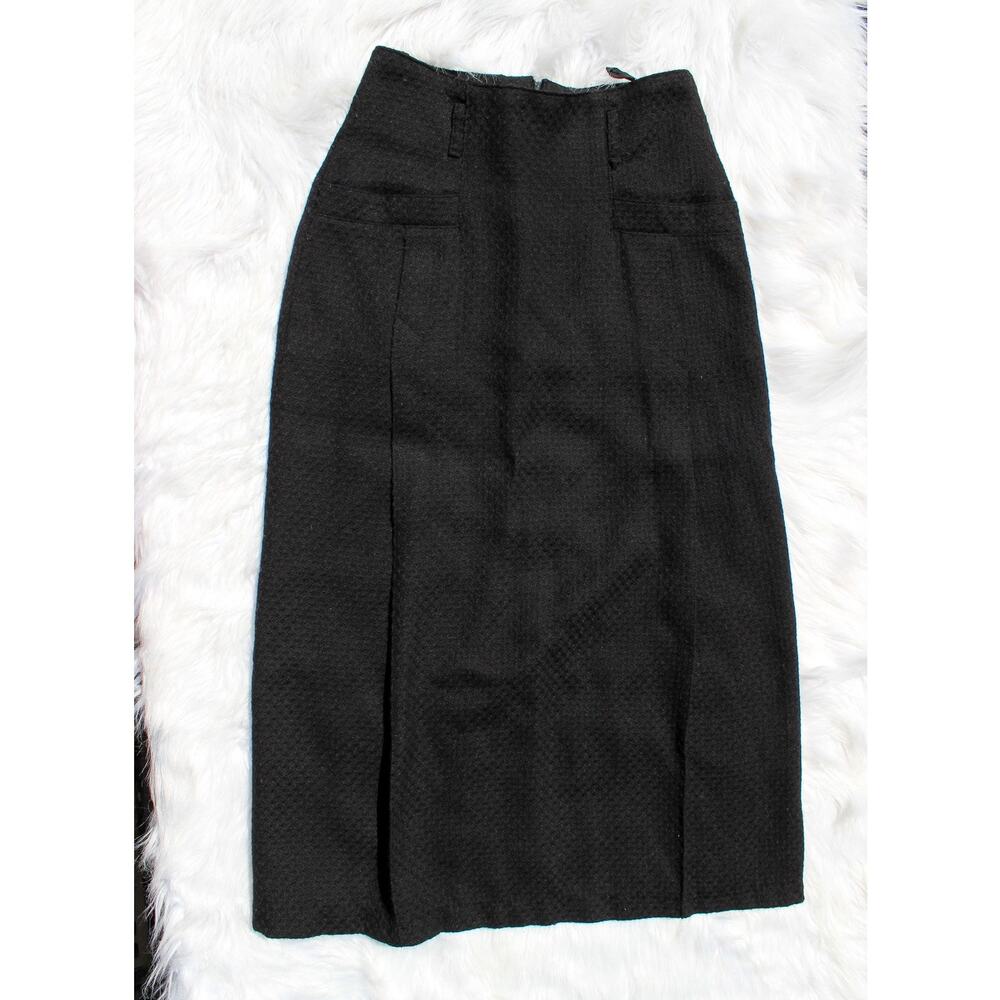 Steilmann Vintage Size 6 Wool Pleated Black Pencil Skirt Made in West Germany